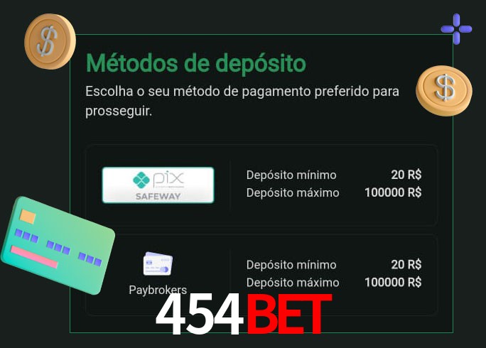 O cassino 454bet oferece uma grande variedade de métodos de pagamento
